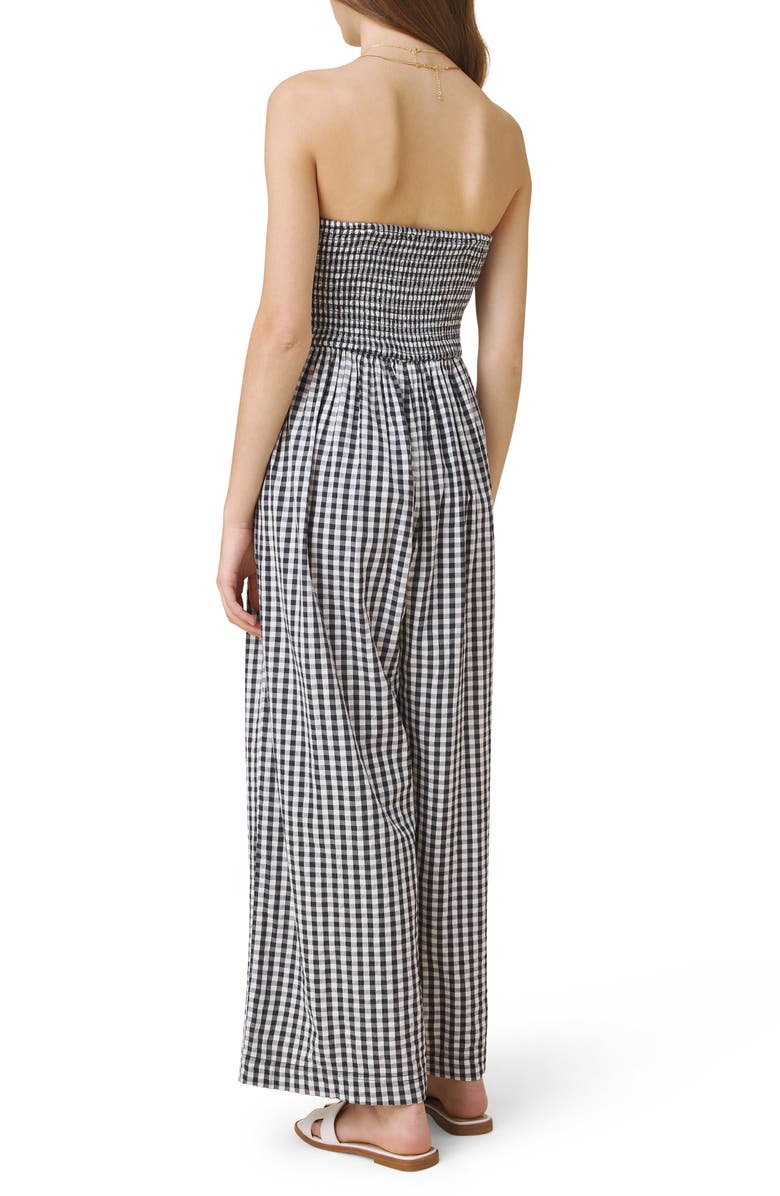 Splendid Gigi Gingham Strapless Jumpsuit, Alternate, color, Navy Blue/ White