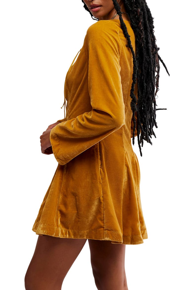 Linney Velvet Minidress, Alternate, color, GOLDEN SYRUP