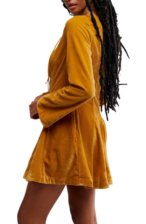 Free People Linney Velvet Minidress In Yellow