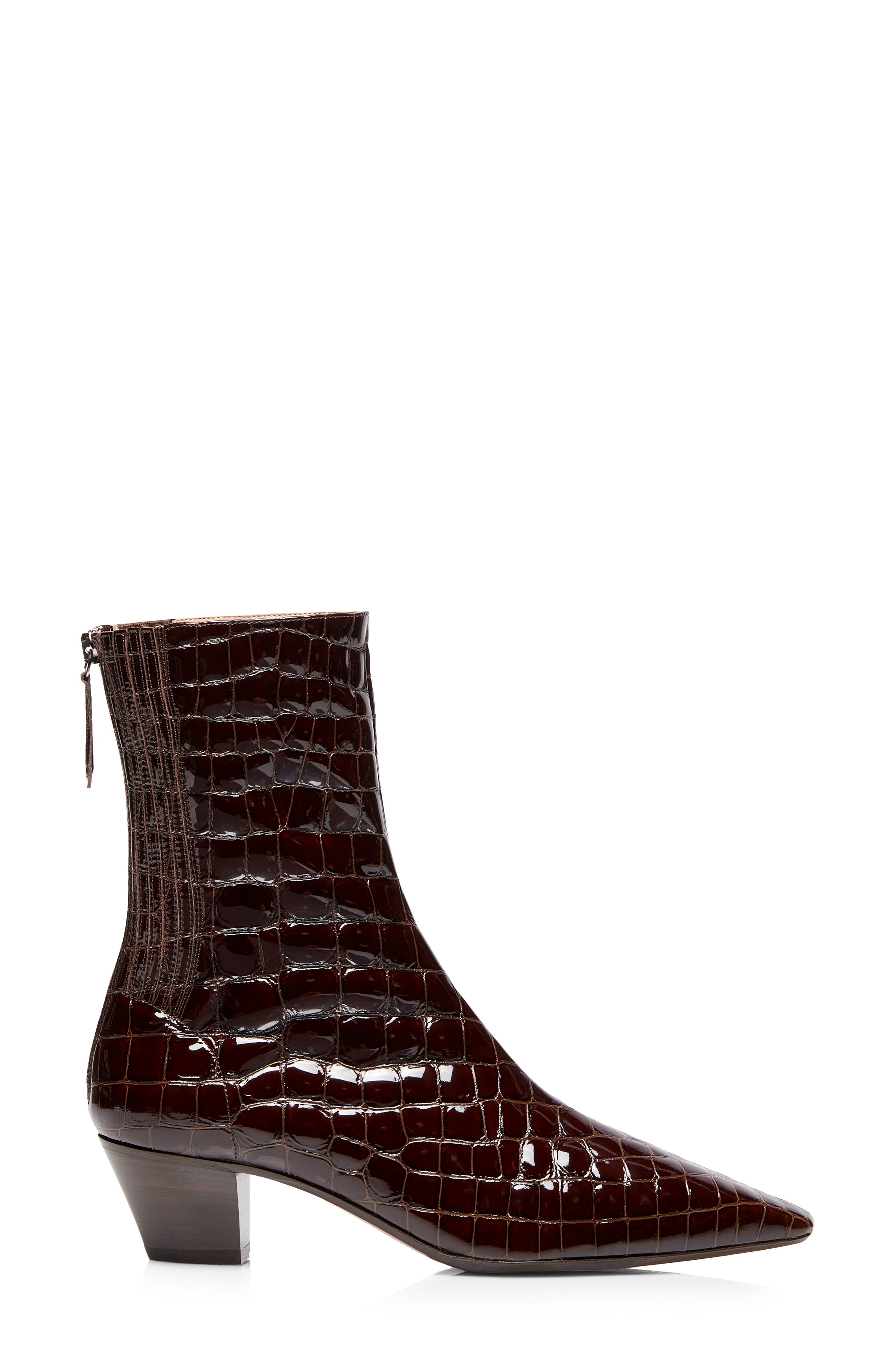 Aquazzura Tres St. Honore Croc Embossed Genuine Kangaroo Leather Bootie, Alternate, color, 
