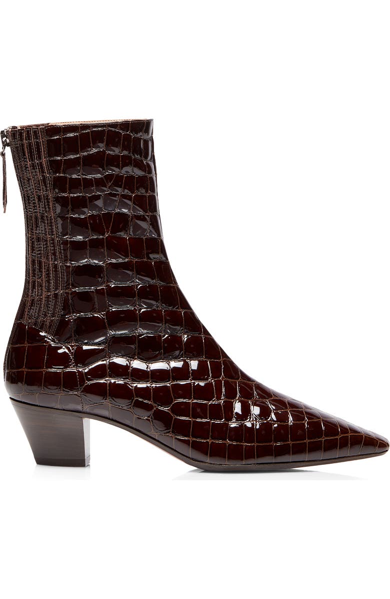 Aquazzura Tres St. Honore Croc Embossed Genuine Kangaroo Leather Bootie, Alternate, color,