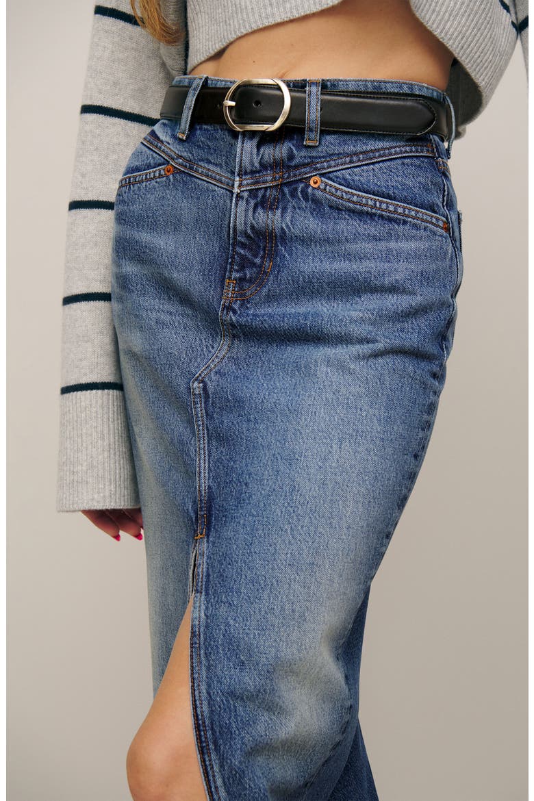 Jagger Denim Midi Skirt, Alternate, color, HEMLOCK
