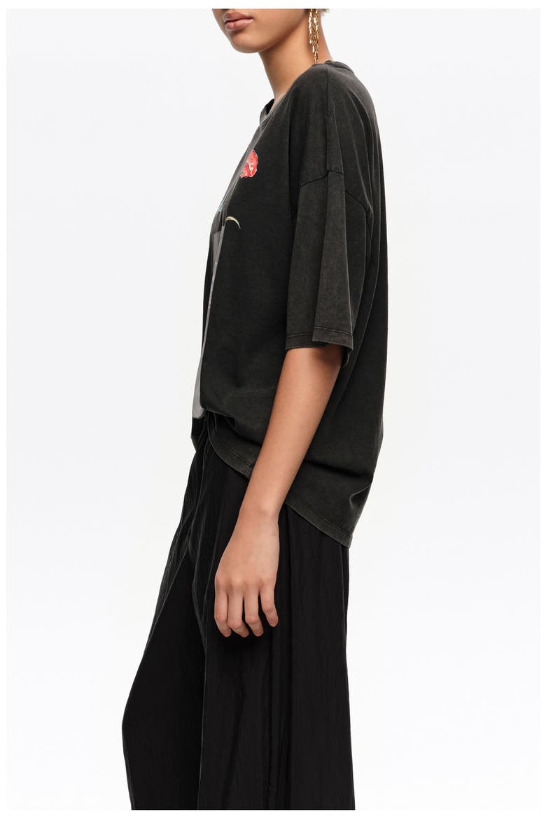 Floral Logo T-Shirt, Alternate, color, WASHED BLACK
