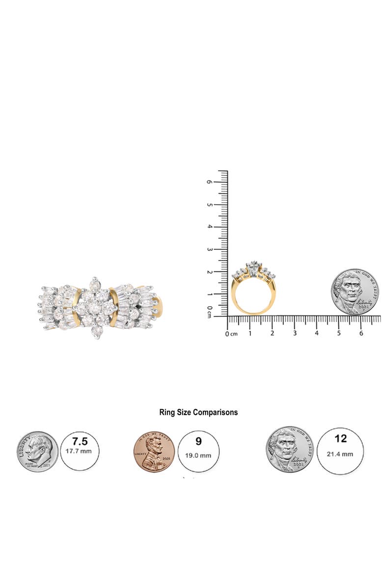 10K Yellow Gold 1.00 Cttw Diamond Starburst Ring Band, Alternate, color, Yellow