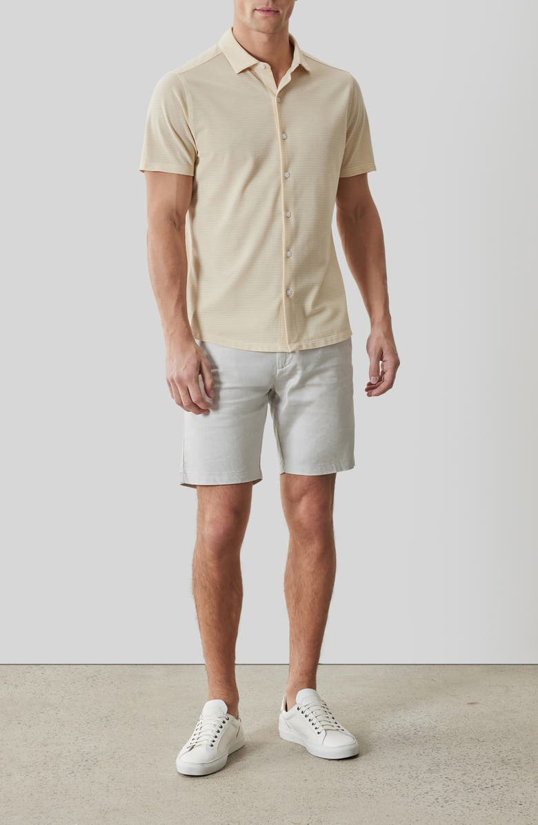 Robert Barakett Irving Short Sleeve Sleeve Knit Button-Up Shirt, Alternate, color, Soft Yellow