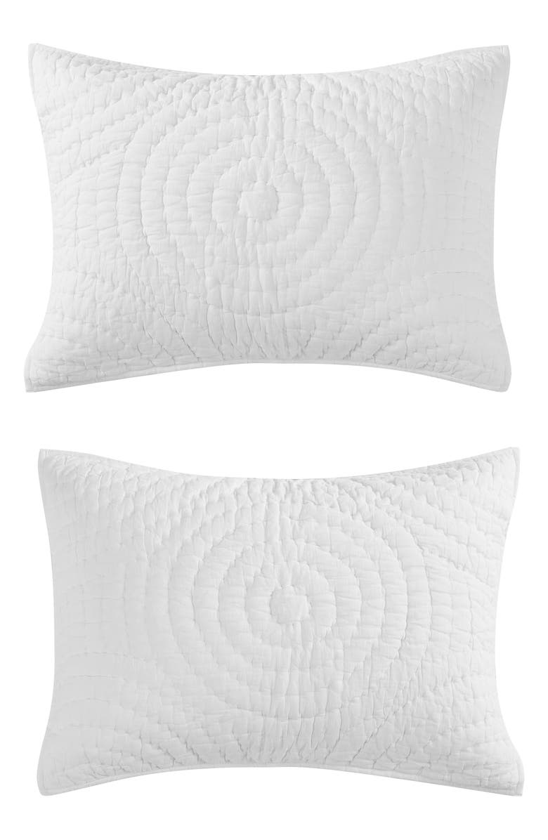 MELANGE HOME Voile Cotton Handstitch Quilt & Sham Set, Alternate, color, White