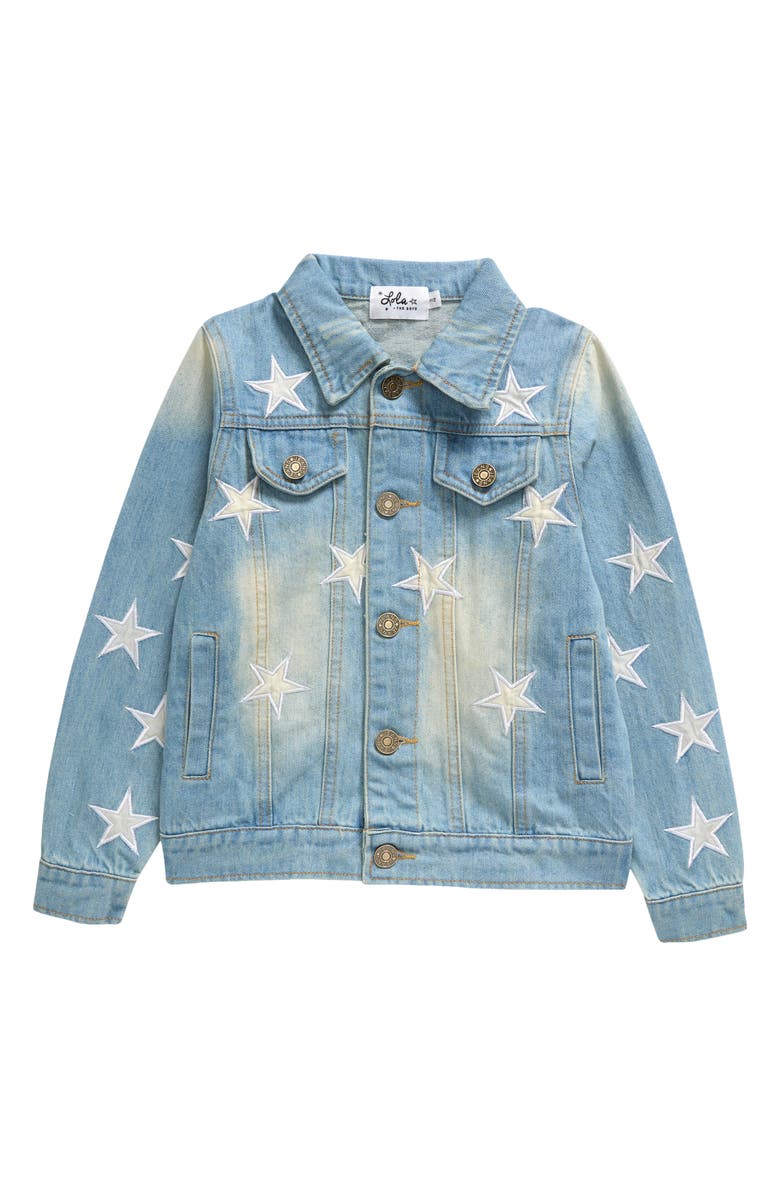 Lola + The Boys Kids' Star Denim Jacket, Main, color, Blue