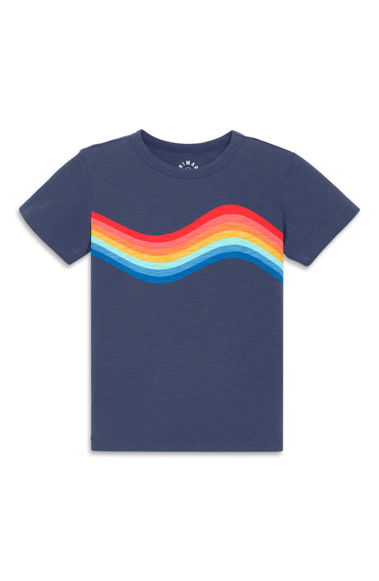 Primary Kids Rainbow Wave Tee, Alternate, color, Sunwashed Navy