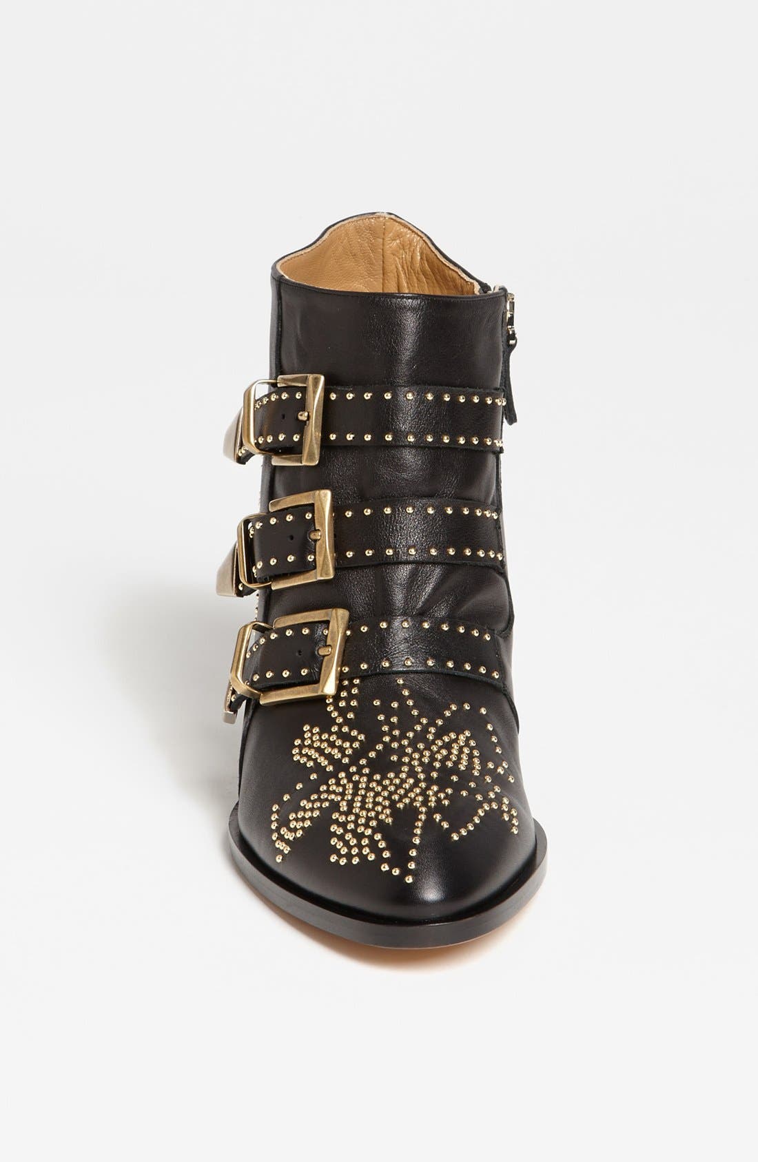 'Susanna' Stud Buckle Bootie, Alternate, color, BLACK/ GOLD