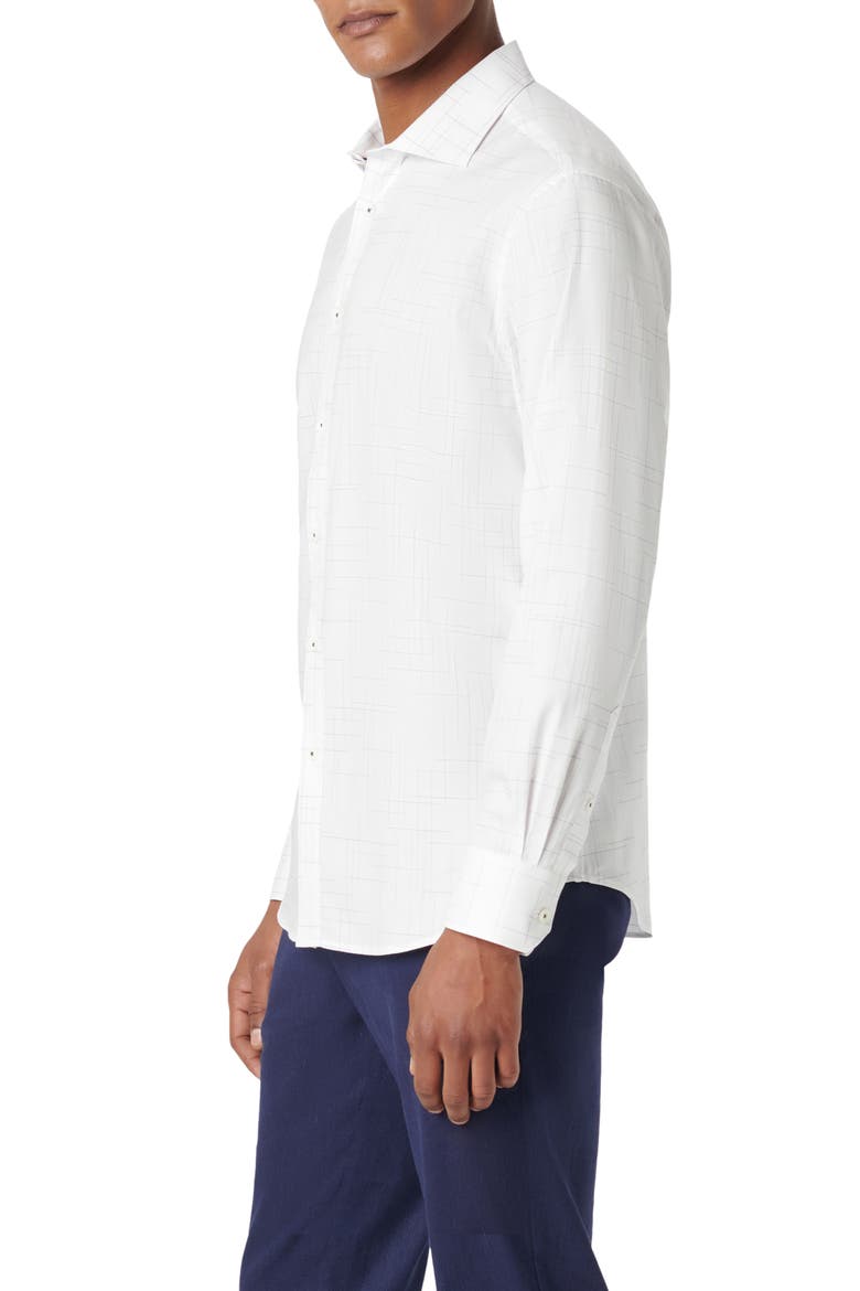 Axel Geo Print Stretch Button-Up Shirt, Alternate, color, WHITE