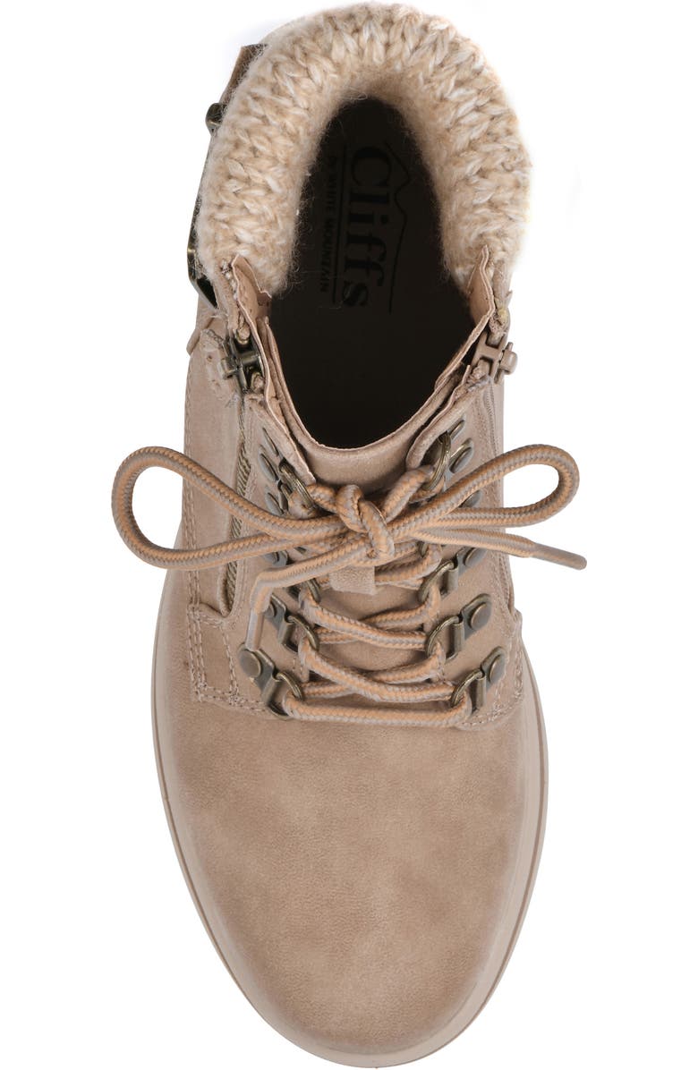 CLIFFS BY WHITE MOUNTAIN Hearty Knit Collar Lace-Up Boot, Alternate, color, Natural/ Fabric/ Sweat