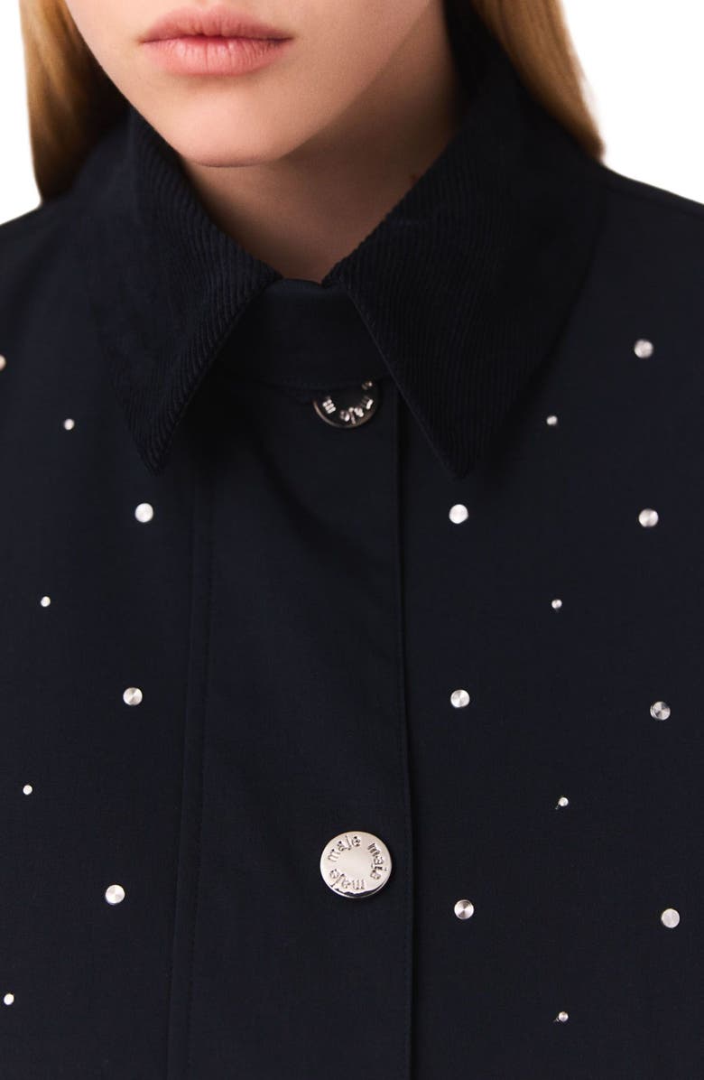 maje Cropped velvet collar jacket, Alternate, color, Navy