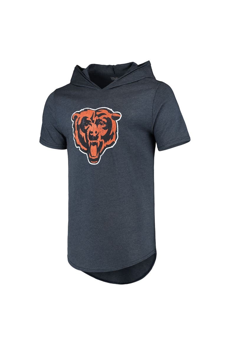 Men's Majestic Threads Navy Chicago Bears Primary Logo Tri-Blend Hoodie T-Shirt, Alternate, color, Navy