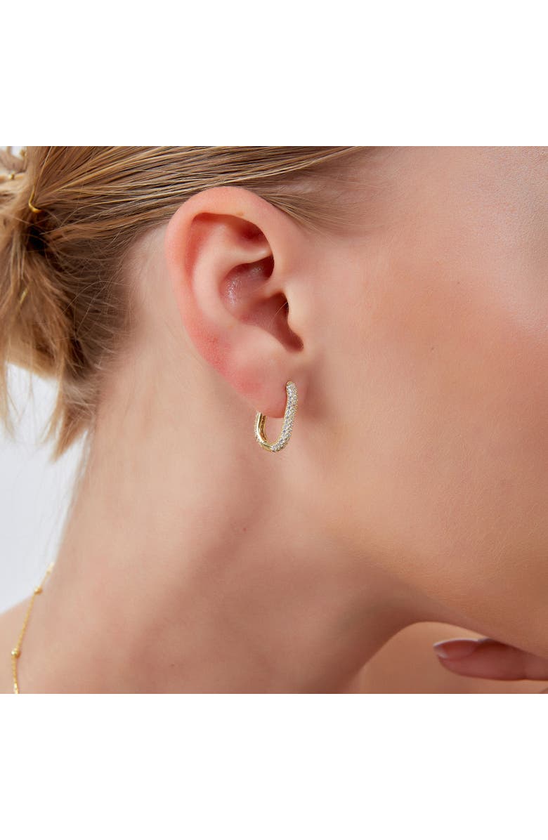 Spero London Pave Rectangular Sterling Silver Oval Hoop Earring, Alternate, color, Gold