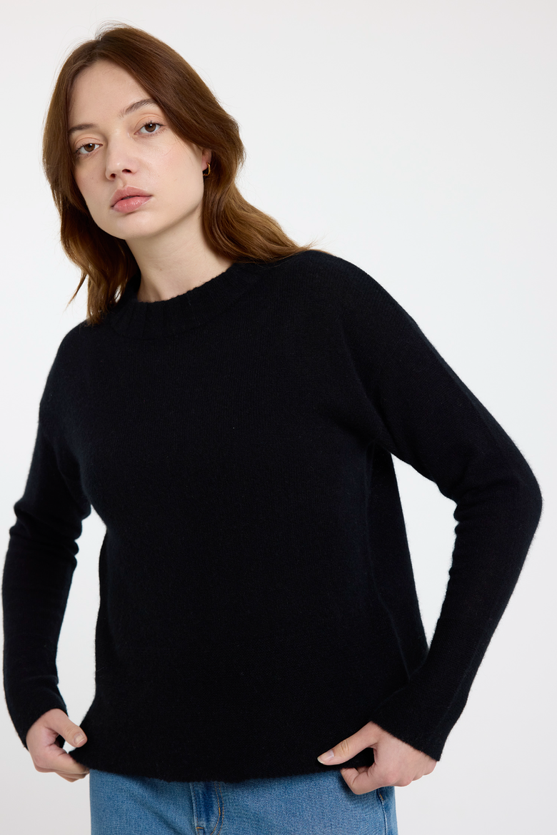 Crew Neck 100% Cashmere Sweater, Main, color, BLACK