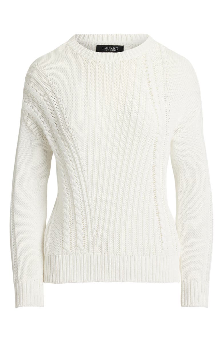 Lauren Ralph Lauren Pointelle & Cable Detail Cotton Sweater, Alternate, color,