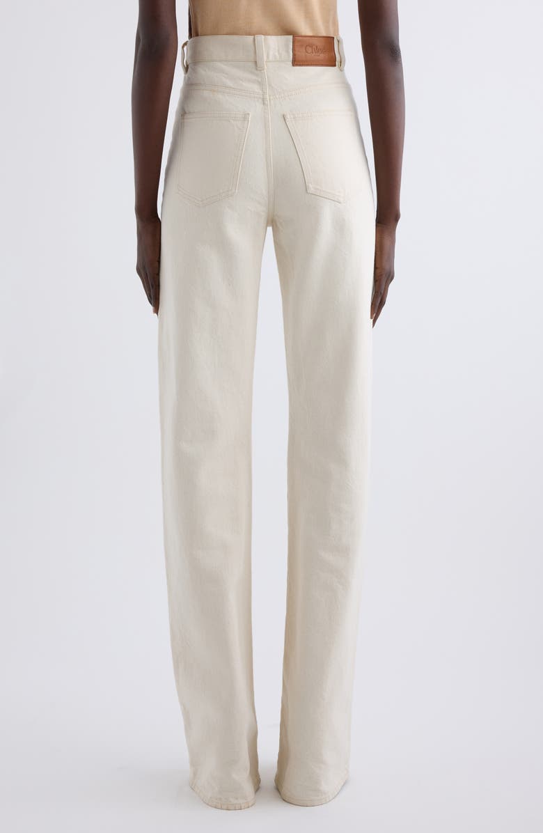 Chloé Pineapple Charm High Waist Twill Pants, Alternate, color, Eden White