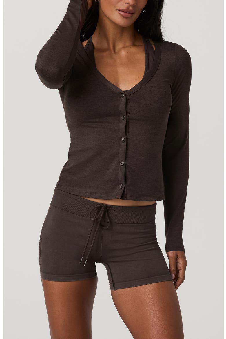 Halo Performance V-Neck Cardigan, Main, color, JAVA HEATHER