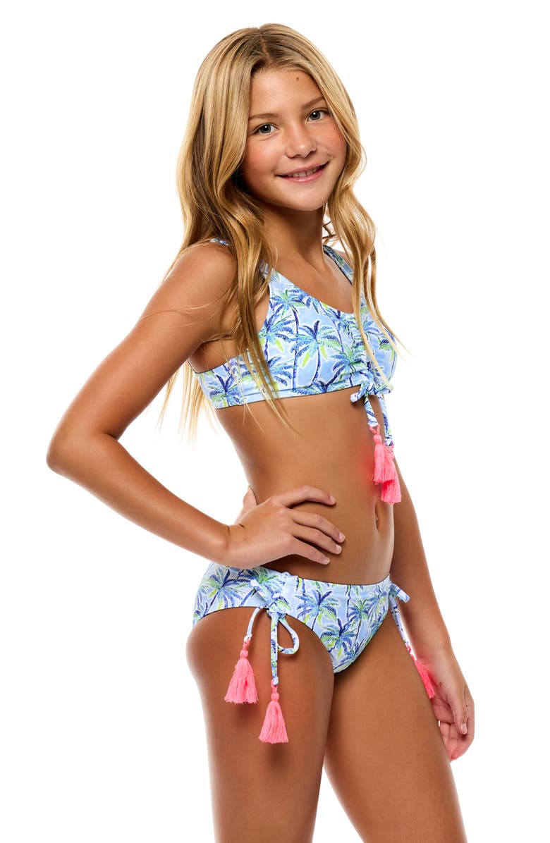 Beach Lingo Kids' Floral Tassel Two-Piece Swimsuit, Alternate, color, Blue