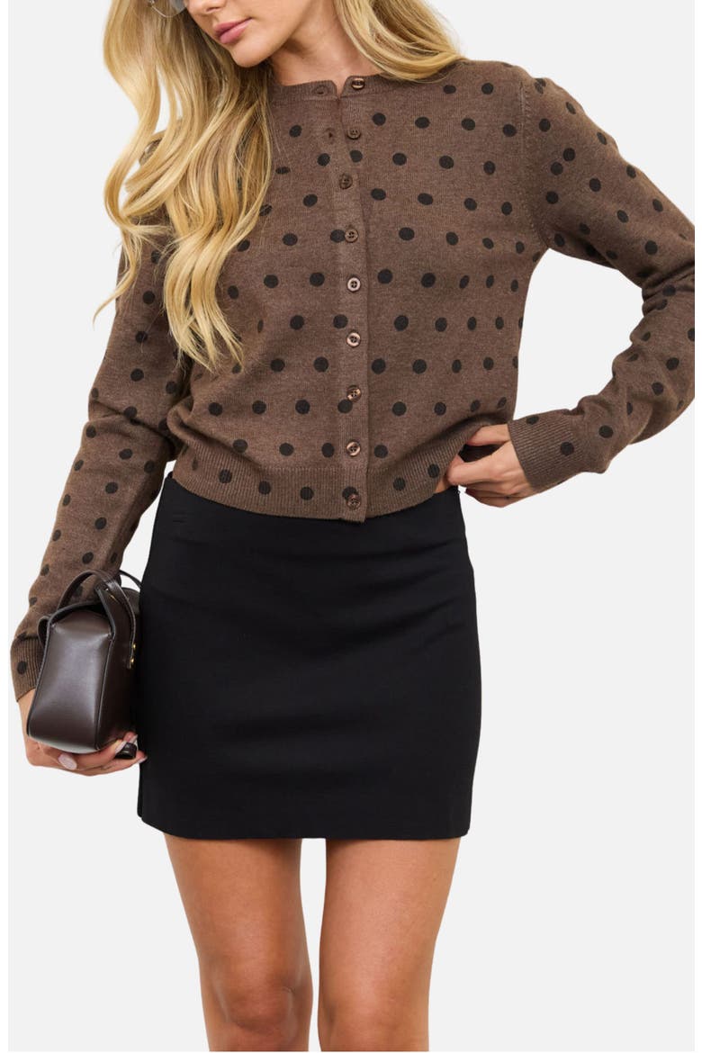 Polka Dot Cardigan, Alternate, color, CHOCOLATE BROWN