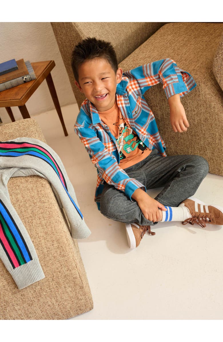 Tea Collection Stripe Sleeve Zip Sweater, Alternate, color, Med Heather Grey