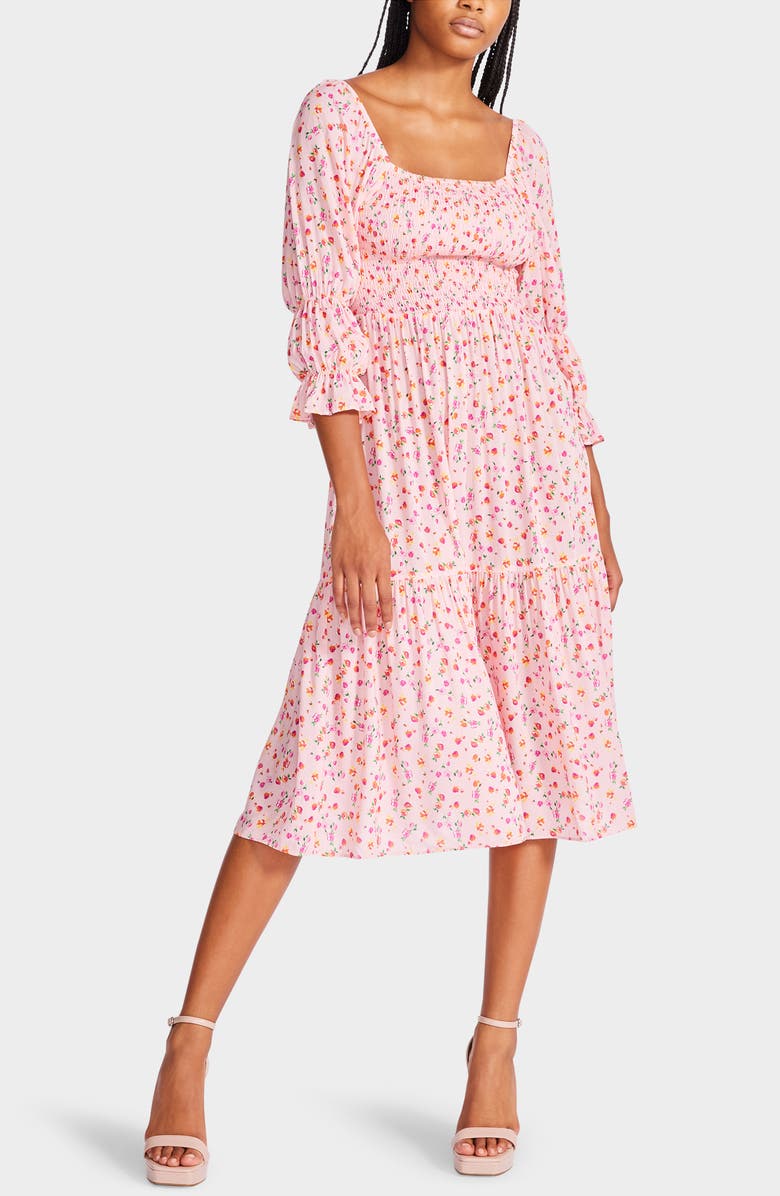 Betsey Johnson Ditsy Rose Chiffon Midi Dress, Alternate, color,