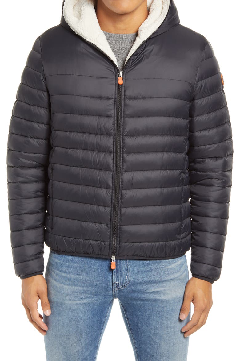 GIGA Waterproof Faux Shearling Lined Puffer Jacket, Alternate, color, BLACK
