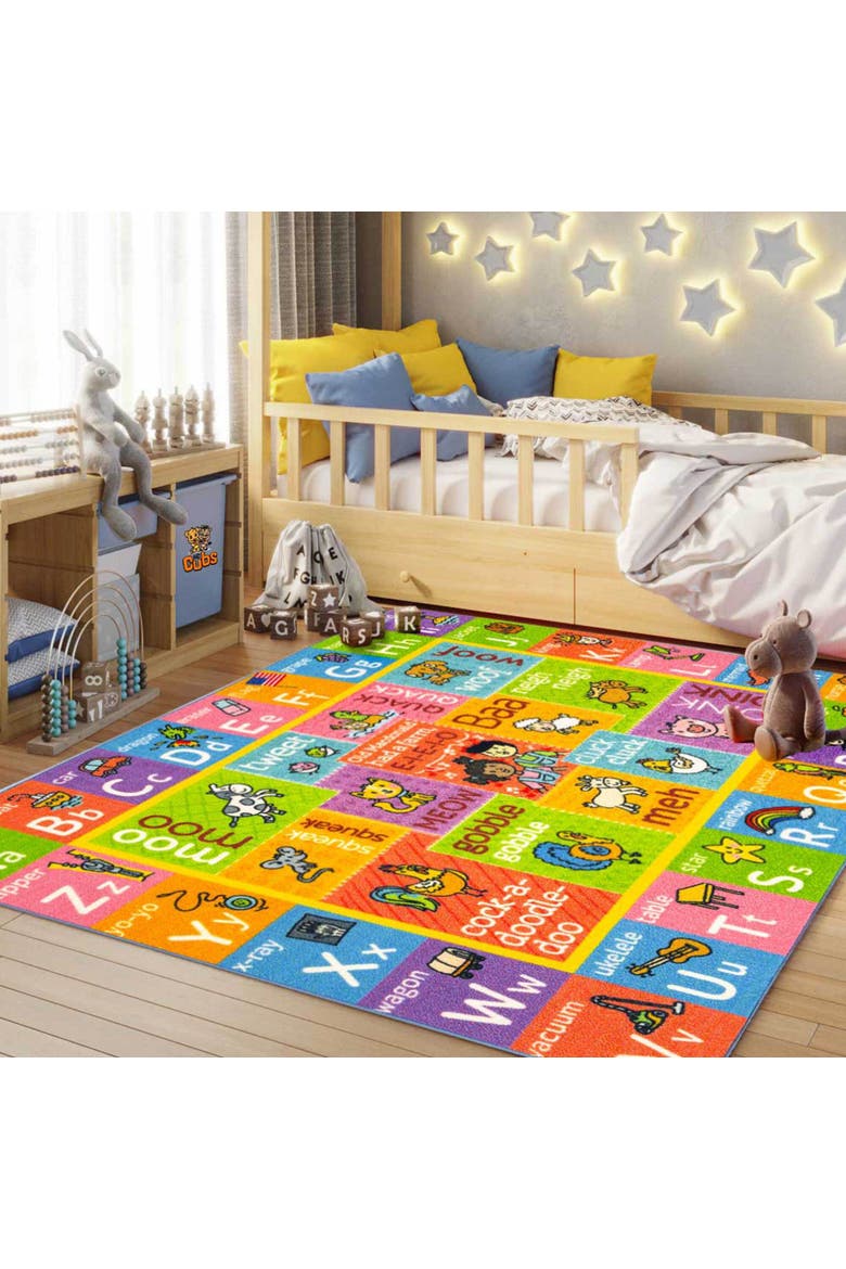 Educational Rug ABC Alphabet Animal Sounds, 8x10' Playmat, Alternate, color, Multicolored