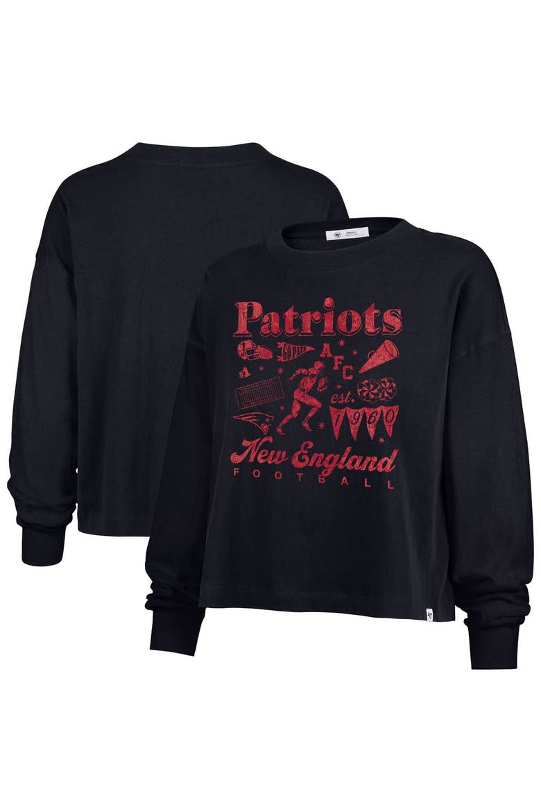 Women's '47 Navy New England Patriots Team Collage Sydney Long Sleeve T-Shirt, Main, color, Navy