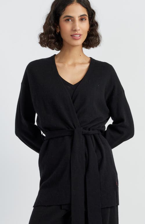 Chinti & Parker Wool Cashmere Blend Belt Wrap Cardigan In Black