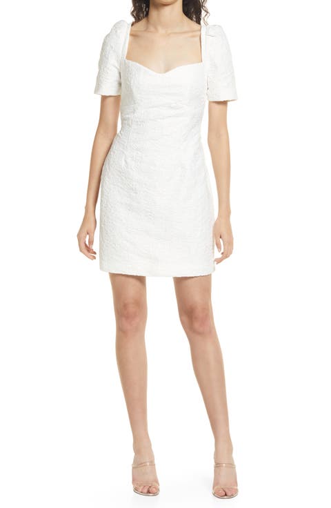 Feminise Textured Puff Sleeve Minidress