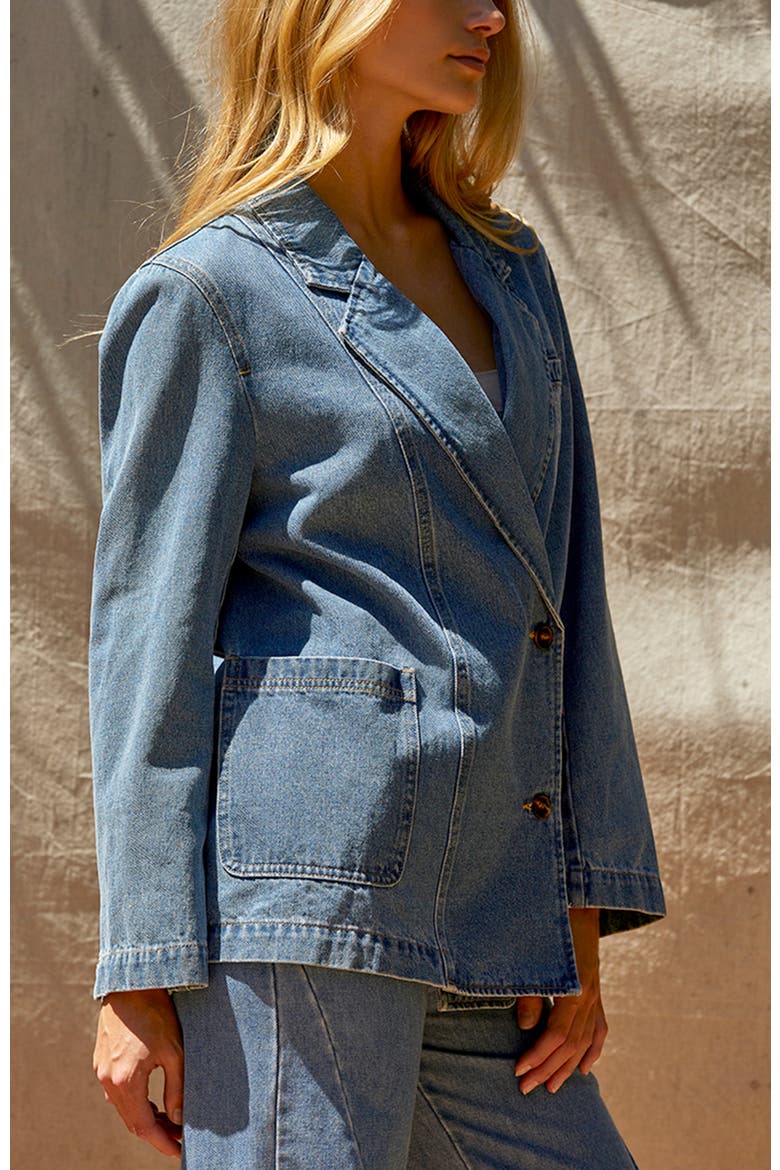 Double Breasted Denim Blazer Jacket, Alternate, color, Denim Blue
