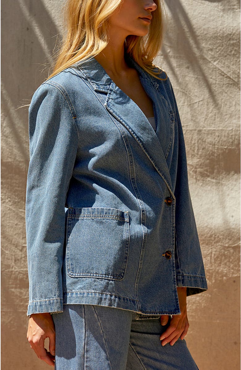 CRESCENT Double Breasted Denim Blazer Jacket, Alternate, color, 