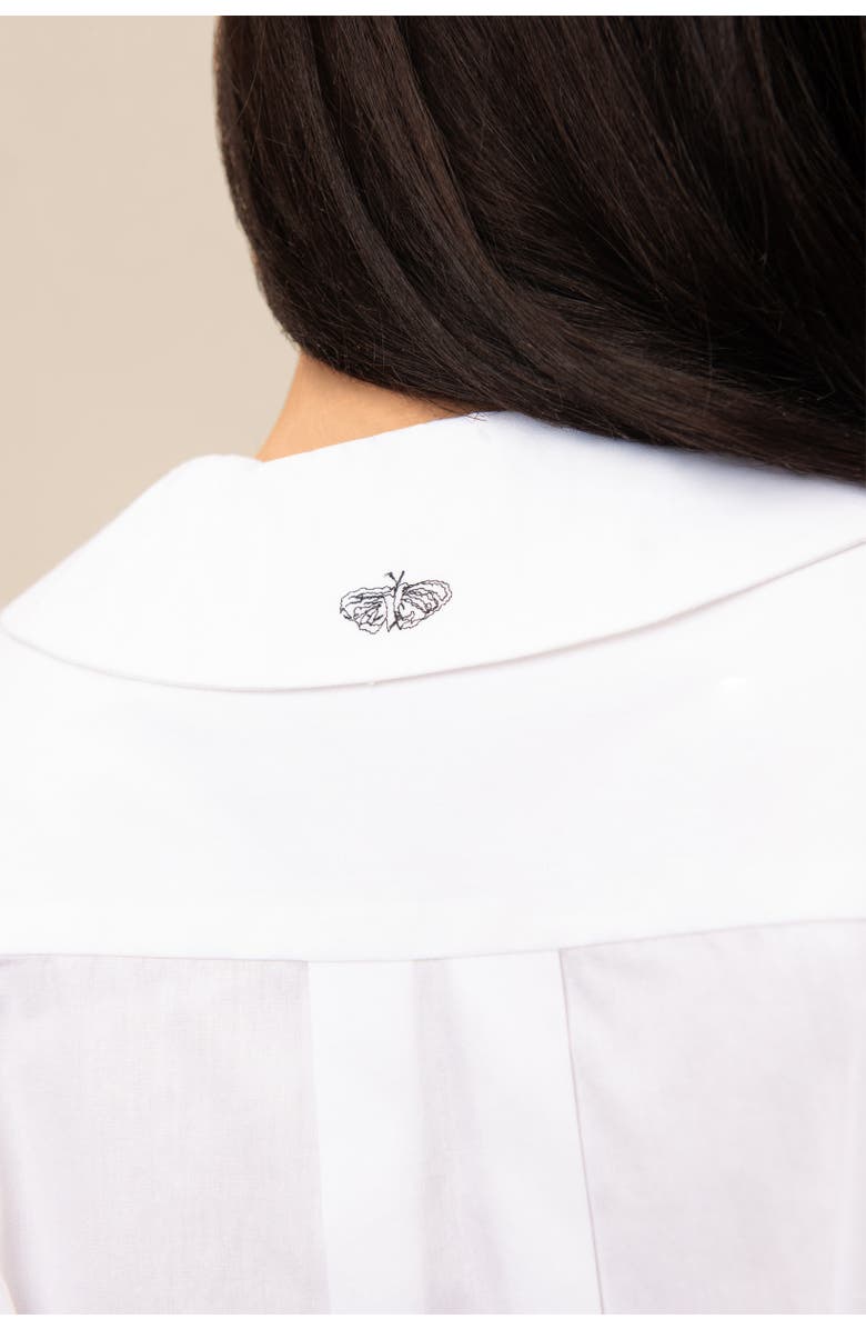 Contessa Mills Tarot Embroidered Beaded Poplin Oxford Shirt, Alternate, color, White