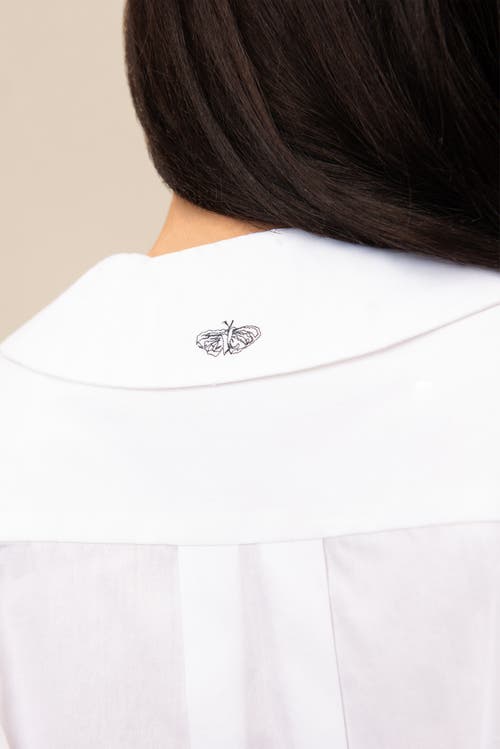 Contessa Mills Tarot Embroidered Beaded Poplin Oxford Shirt In White