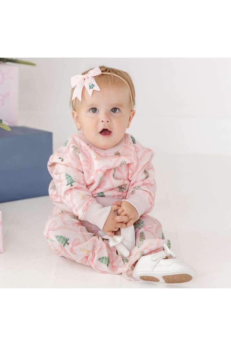 Christmas Tree Embroidered Bow Baby Headband, Alternate, color, Pink