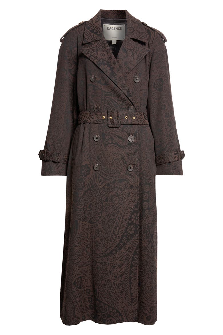 Brinley Oversized Trench Coat, Alternate, color, DARK JAVA/ BLACK PAISLEY