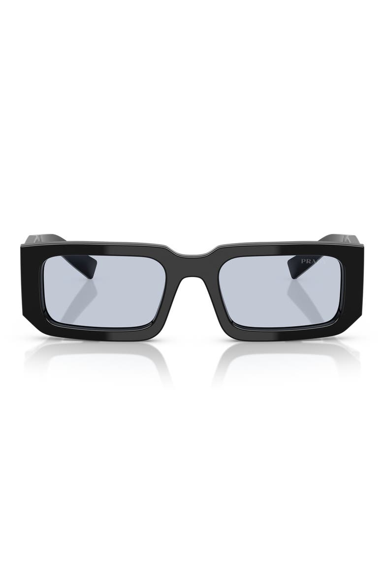 53mm Rectangular Sunglasses, Main, color, BLACK
