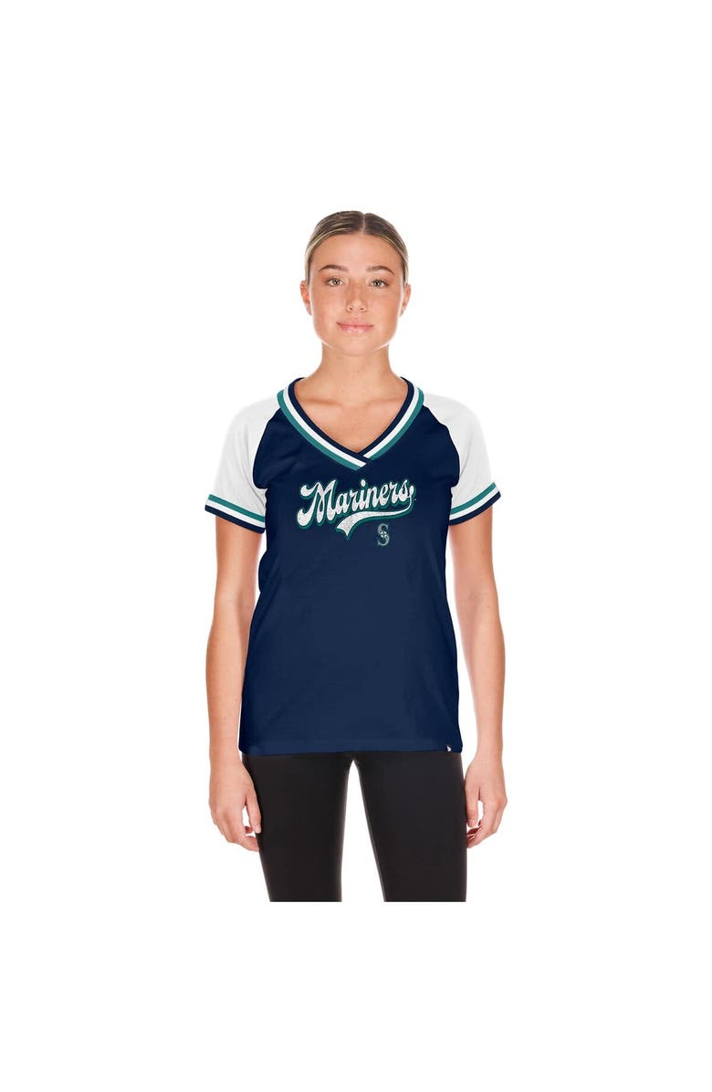 New Era Women's New Era Navy Seattle Mariners Gameday Raglan V-Neck T-Shirt, Main, color, 