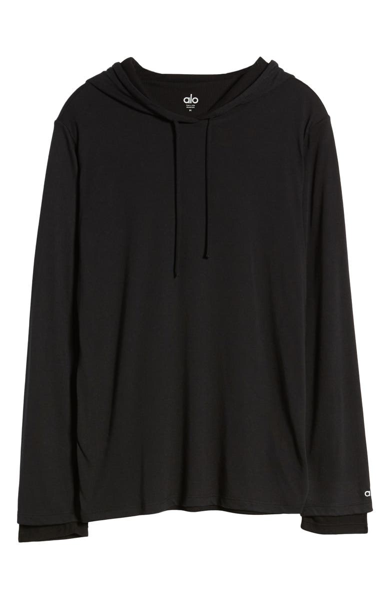 Alo Layered Long Sleeve Hooded T-Shirt, Alternate, color, 