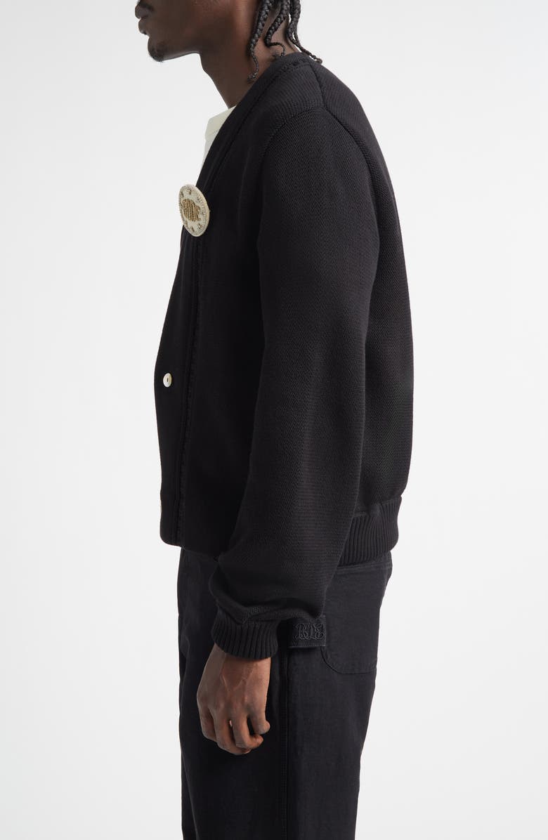 Bode Double Breasted Cotton Cardigan, Alternate, color, Black