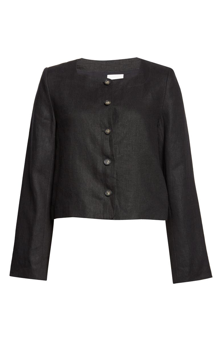 POSSE Emma Boxy Linen Jacket, Alternate, color, Black