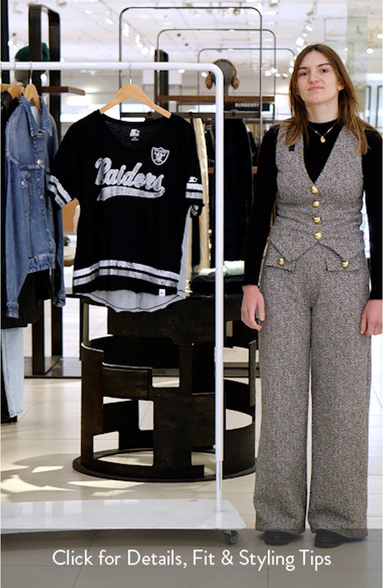 Women's Starter Black Las Vegas Raiders Scrimmage V-Neck T-Shirt, sales video thumbnail