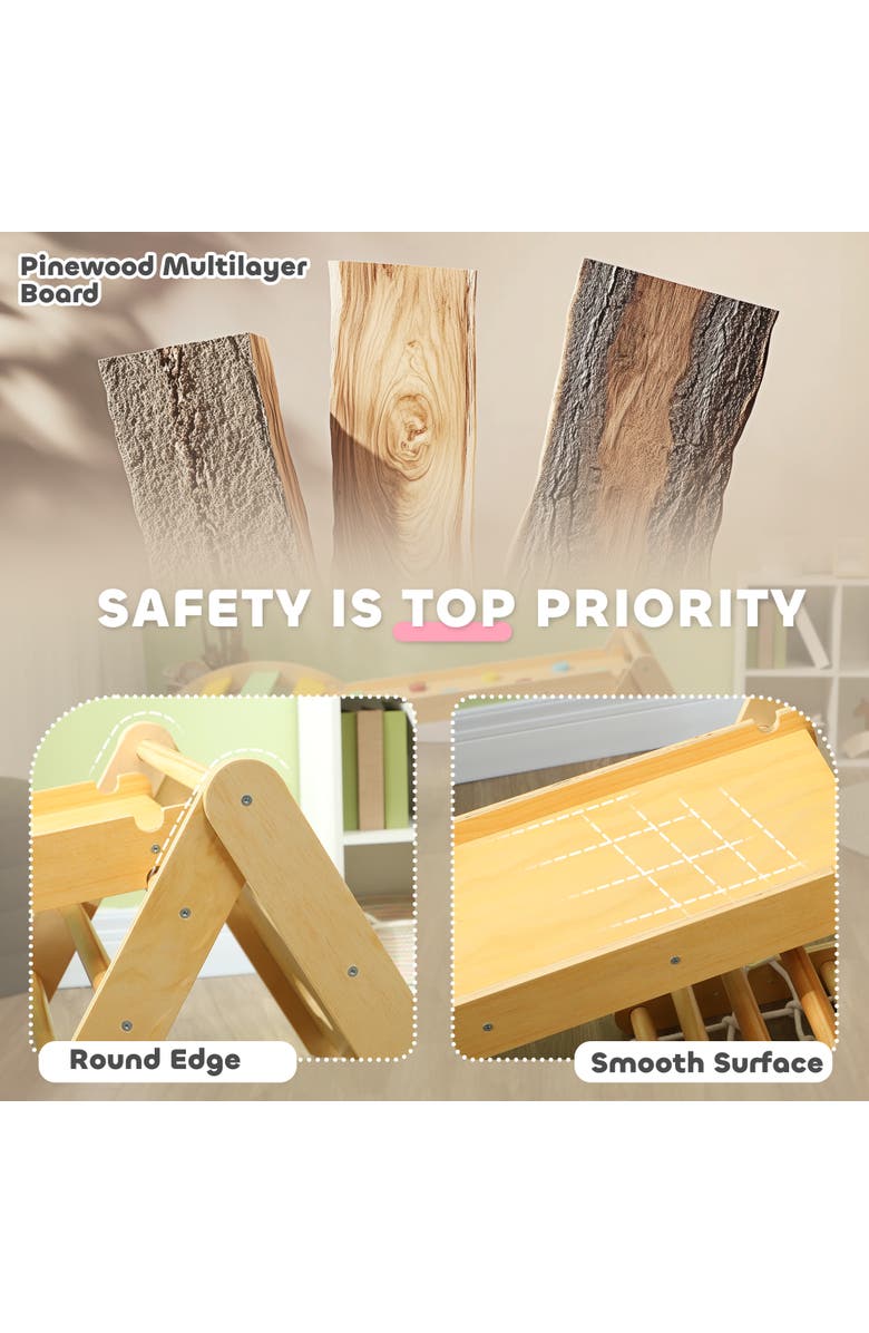 Qaba Pikler Triangle Set, 7 in 1 Indoor Toddler Climbing Toys, Montessori Set, Alternate, color, 