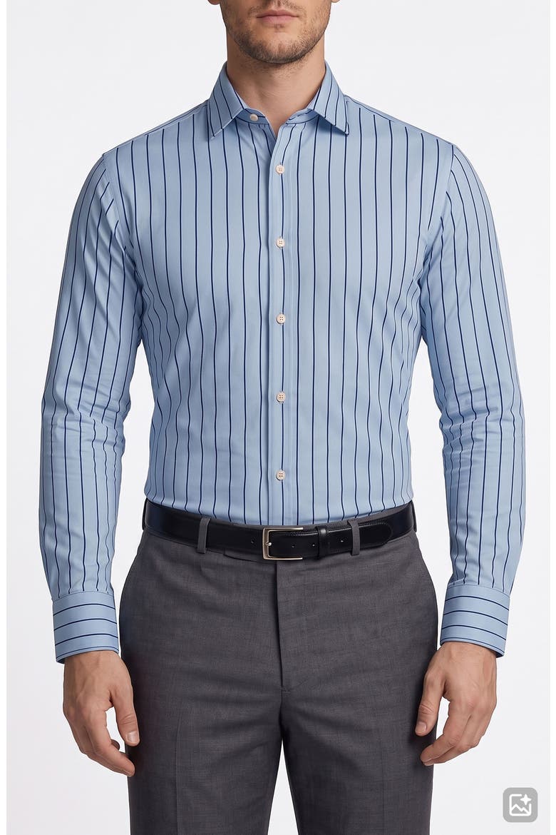 Striped Cotton Dress Shirt, Main, color, BLUE