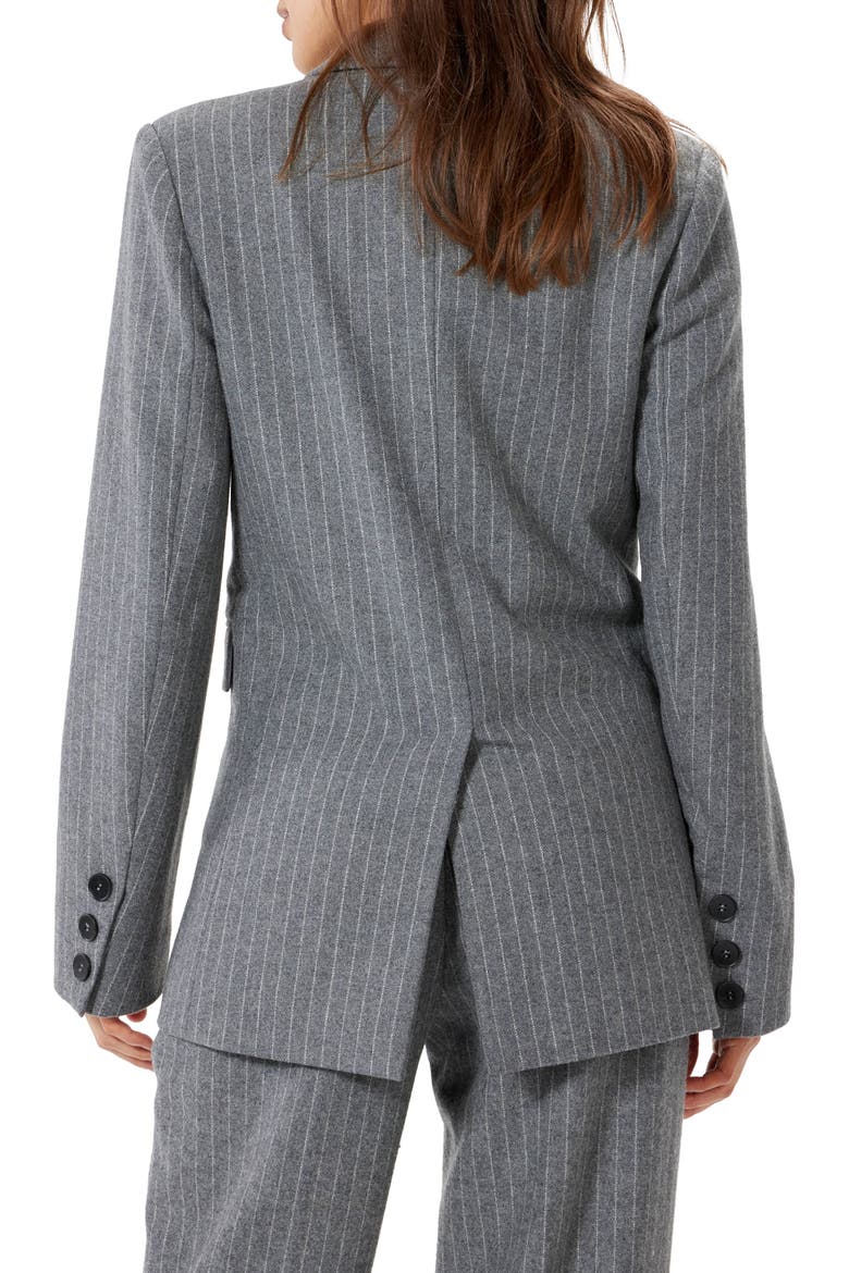 Roen Pinstripe Double Breasted Wool Blend Blazer, Alternate, color, H GREY STR