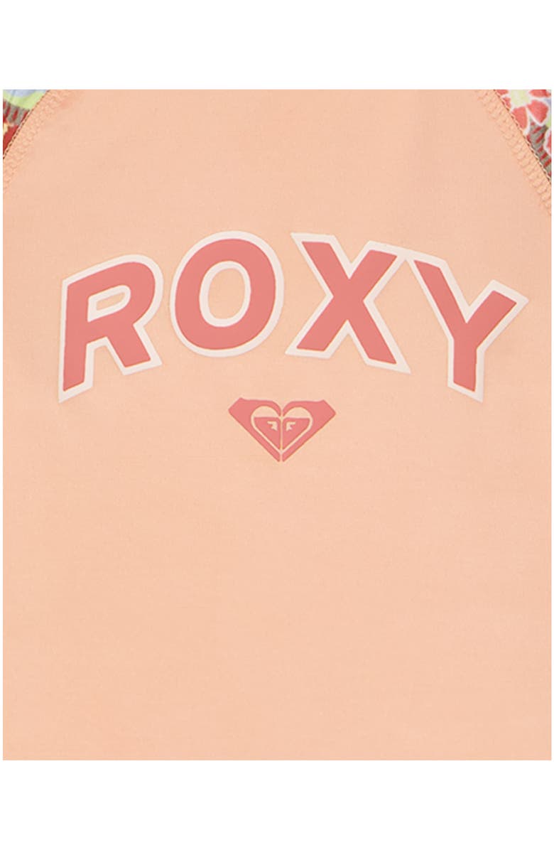 Roxy Kids' Rashguard Top & Bikini Bottoms Set, Alternate, color, Coral