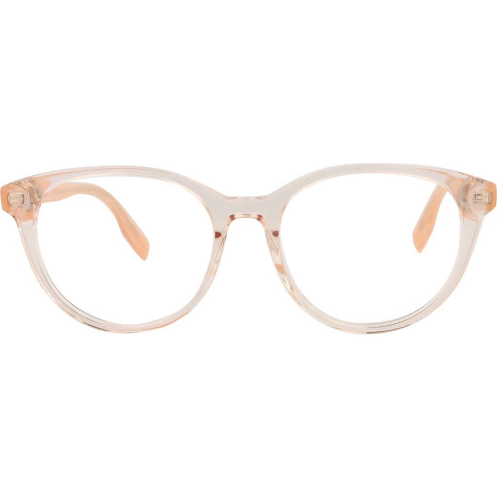 Alexander Mcqueen Mcqueen 52mm Round Optical Glasses In Sand Pink Transparent