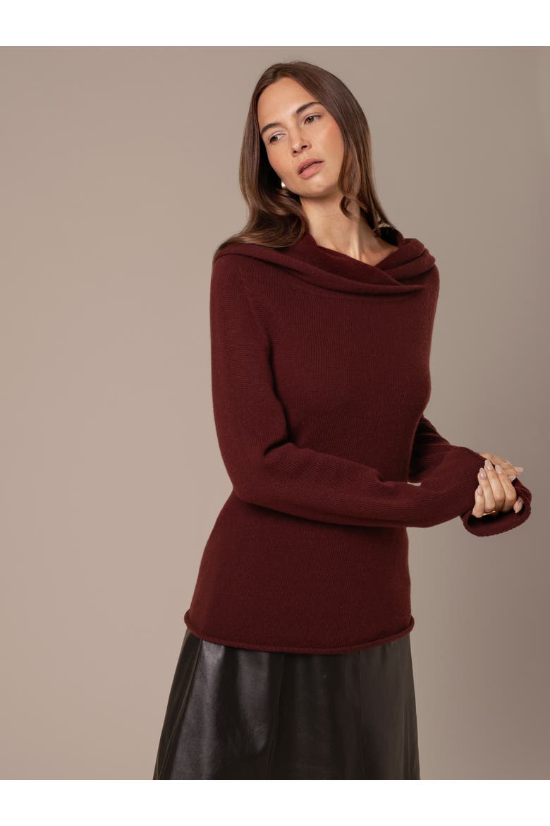 Collared Slouch Sweater, Alternate, color, Merlot