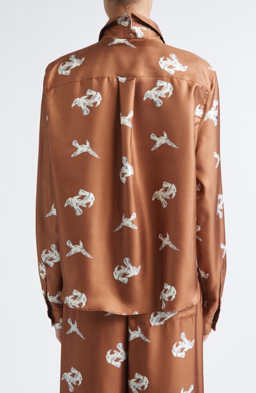 Marni Ravens Silk Twill Button-up Shirt In Brown